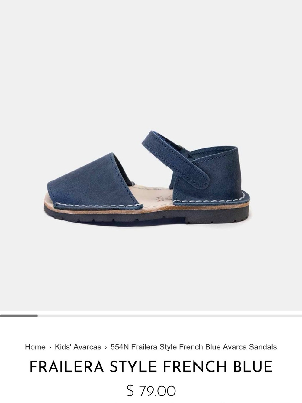Kids Avarca Sandal in French Blue - Classic Kids Shoe Size 3